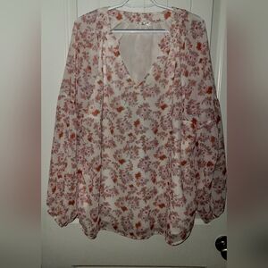 In'voland Cream Relaxed Floral V Neck Blouse 18W ❤️